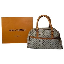 Borsa a mano vintage Louis Vuitton Monogram Mini Lin in tela beige e marrone