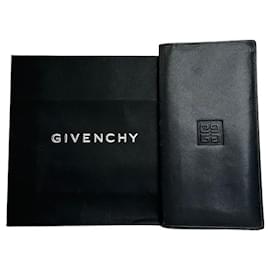 Vintage Givenchy 4G Leder Lang Bifold Geldbörse Schwarz