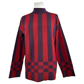 Maglione a collo alto in maglia 4G logo vintage Givenchy a righe rosso e viola M