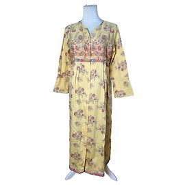 Vestido túnica de algodão floral paisley vintage Etro amarelo M