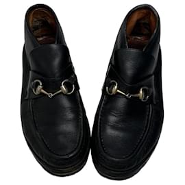 Botines de cuero liso Horsebit vintage Gucci negros EU40,5E
