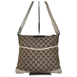 Borsa a tracolla in tela monogramma GG vintage Gucci marrone e avorio