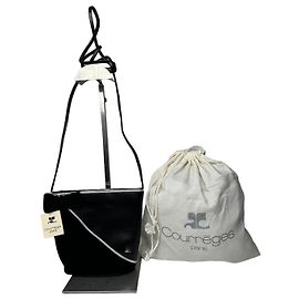 Courreges Vintage Courrèges Leather Velvet Crossbody Bag Black Silver New with Tag