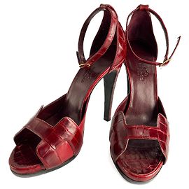 Hermès Sandali in pelle esotica di alligatore Holy 125 39 Bordeaux