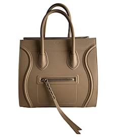 Céline Borsa tote media in pelle di vitello drappeggiata Phanton beige