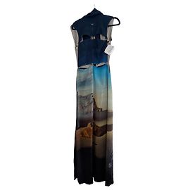 Abito lungo stampato Paco Rabanne Salvador Dalí Blu