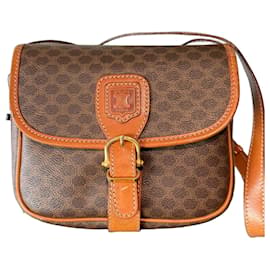 Borsa a tracolla Céline Macadam Marrone Tela Rivestita e Pelle