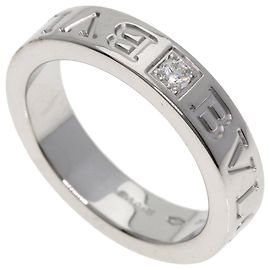 Bulgari Anillo Bvlgari Doble Logo en Diamante en Oro Blanco de 18K