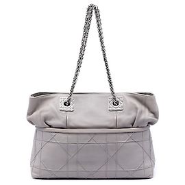 Borsa Tote Cannage Granville in pelle di agnello grigia Dior