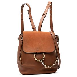Zaino Faye medio in pelle di vitello e suede Chloé marrone