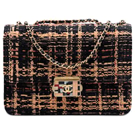 Chanel Nero Medio Tweed Trapuntato Beauty Lock Flap