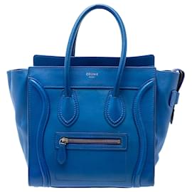 Bolsa de viagem Celine em couro de bezerro micro liso azul - Céline