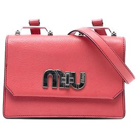 Borsa a tracolla Miu Miu in pelle di capra rosa Madras con logo Miu