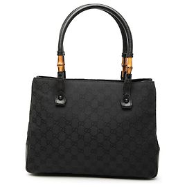 Gucci Schwarze GG Canvas Bambus Tote
