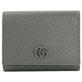 Cartera de cuero gris de tres pliegues Gucci