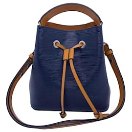 Borsa a secchiello Louis Vuitton Neonoe blu e giallo effetto onda