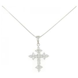 Autre Marque Collar de Cruz de Diamantes y Platino