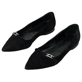 Hermès Laura Ballerinas aus schwarzem Wildleder