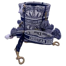 Dior Piccola Borsa a Secchiello Ricamata con Frange a Stella Blu