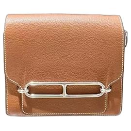 Hermès Roulis 19 pelle di sella marrone dorato