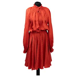 Fendi FF Motif Mini-Kleid aus roter Seidenjacquard