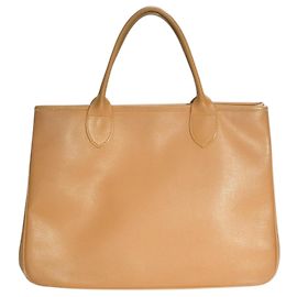 Borsa Tote Roseau Heritage Longchamp in pelle grana cammello realizzata in Francia