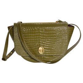 Borsa a tracolla Wandler Billy in pelle verniciata effetto coccodrillo verde oliva con dettagli dorati