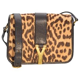 Borsa a tracolla Cabas Chyc in pelo di pony leopardato marrone Yves Saint Laurent YSL