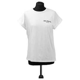 Camiseta blanca de algodón Balmain con logo