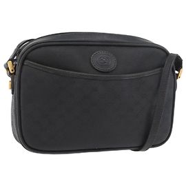 Gucci Borsa a spalla Micro GG Supreme in PVC Nero Oro Auth 176880