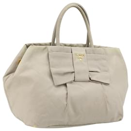 PRADA Borsa a Mano in Nastro Nylon Beige Oro Auth mr2363