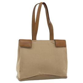 PRADA Schultertasche Nylon Beige Silber Authentisch 176689