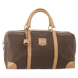 Céline Borsa Boston in tela Macadam CELINE in pelle PVC marrone oro Auth mr2416
