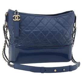 Borsa Chanel Chain Gabriel De Chanel in pelle caviar blu oro CC Auth ka4104SAV