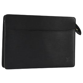 LOUIS VUITTON Pochette Uomo Epi Borsa a Mano Nera M52522 LV Auth ep14051