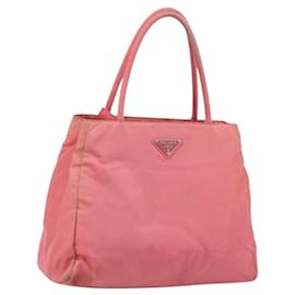 PRADA Borsa a mano in nylon rosa argento Auth bs34689
