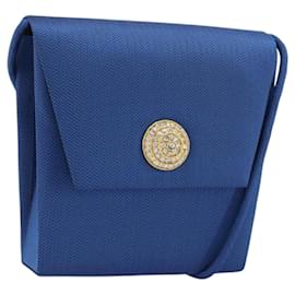 Bolso de Hombro SAINT LAURENT Satén Azul Oro Auth 176819A
