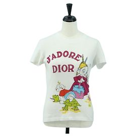 T-shirt à manches courtes en coton blanc période Galliano de Christian Dior Auth YKZ1435V