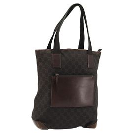 Borsa tote in tela GG Gucci marrone argento 28892 Auth ka4120