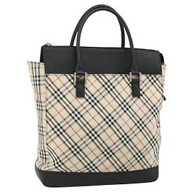 Borsa a mano in tela beige con motivo Nova Check di BURBERRY, argento autentico bs34681
