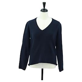T-shirt a maniche lunghe in cotone blu navy Auth 174765A - Prada