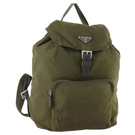 Zaino PRADA in nylon khaki argento autentico 174854