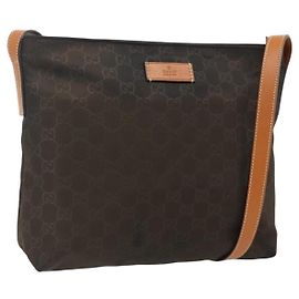 Borsa a Spalla GG Canvas in Nylon Marrone Argento di GUCCI 314529 Auth ep14151