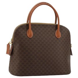 Céline Borsa a mano in tela Macadam CELINE in pelle PVC marrone oro Auth ka4139