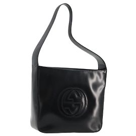 Borsa a Spalla GUCCI Pelle Verniciata Nera Argento 000 0506 1013 Auth ep14311