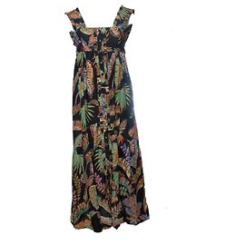 Vestido maxi sin mangas Foliage en negro de Farm Rio