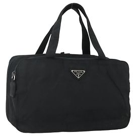 PRADA Borsa a mano in nylon nero argento Auth bs34638