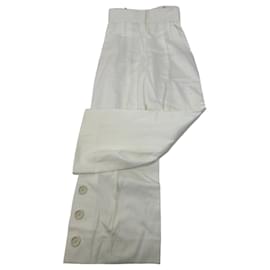 Pantalones de algodón de pierna ancha Vintage Givenchy Nouvelle Boutique Marfil M