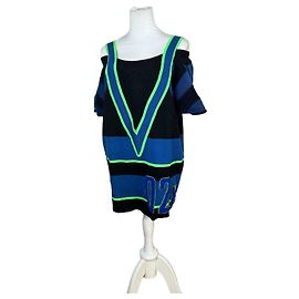 Autre Marque Vintage Kansai International 02K Varsity Stricktop Schwarz Blau Neon Grün M