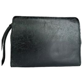 Pochette in pelle vintage Balenciaga BB Logo nera